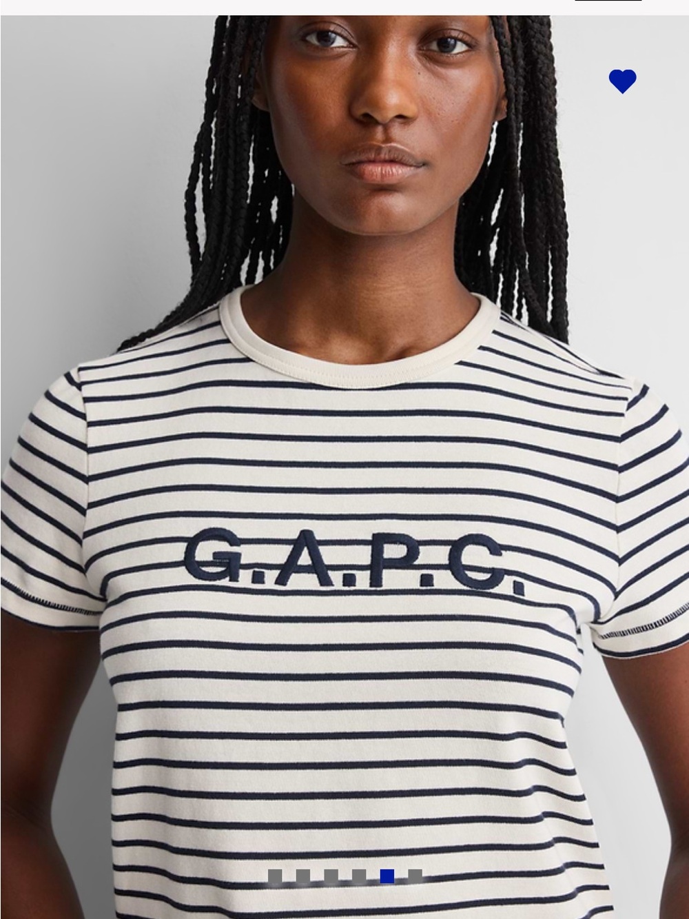 GAP X A.P.C. Striped Crop Crewneck Tee in Cream and Navy
